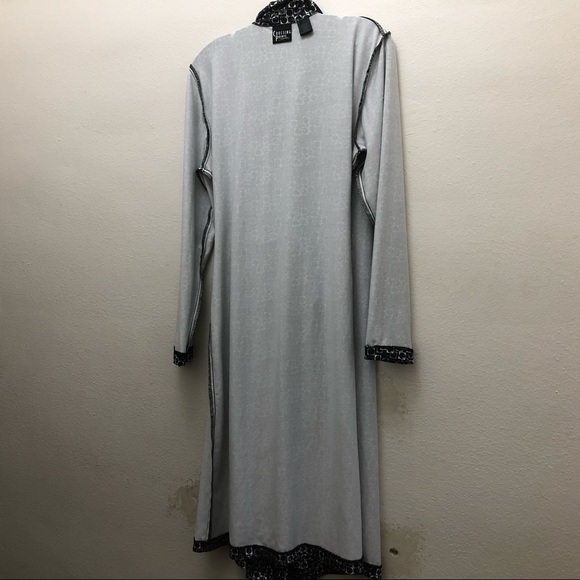 Crossing Pointe W Size 12MS Black/White/Gray Geometric Long Sleeve Wrap Dress - Picture 8 of 13